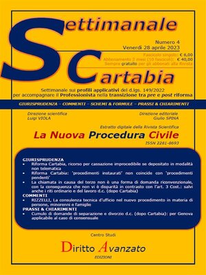 cover image of SETTIMANALE CARTABIA n. 4--Venerdì 28.4.2023